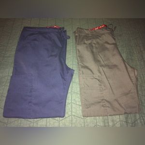 TWO (2) Pair XS petite 27.25” Dickies scrub bottom pants gray & blue